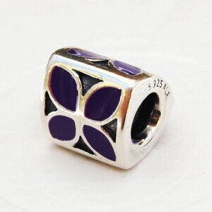 Sterling Silver Pandora Four Petal Purple Flower Bead